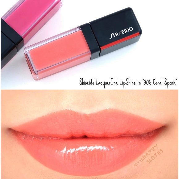 Shiseido LacquerInk LipShine lip gloss 6mL BNIB 306 Coral Spark - Picture 2 of 4